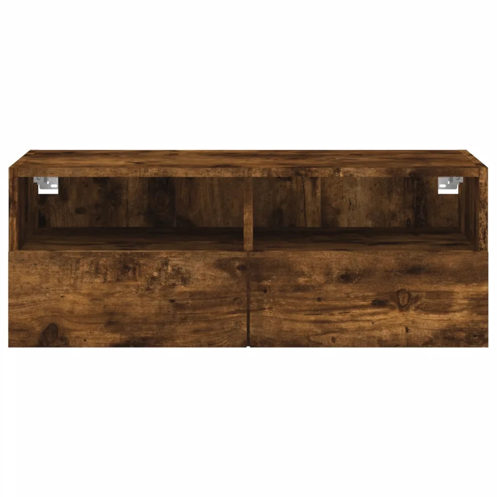 Mobile TV a Parete Rovere Fumo 80x30x30 cm in Legno Multistrato 836876