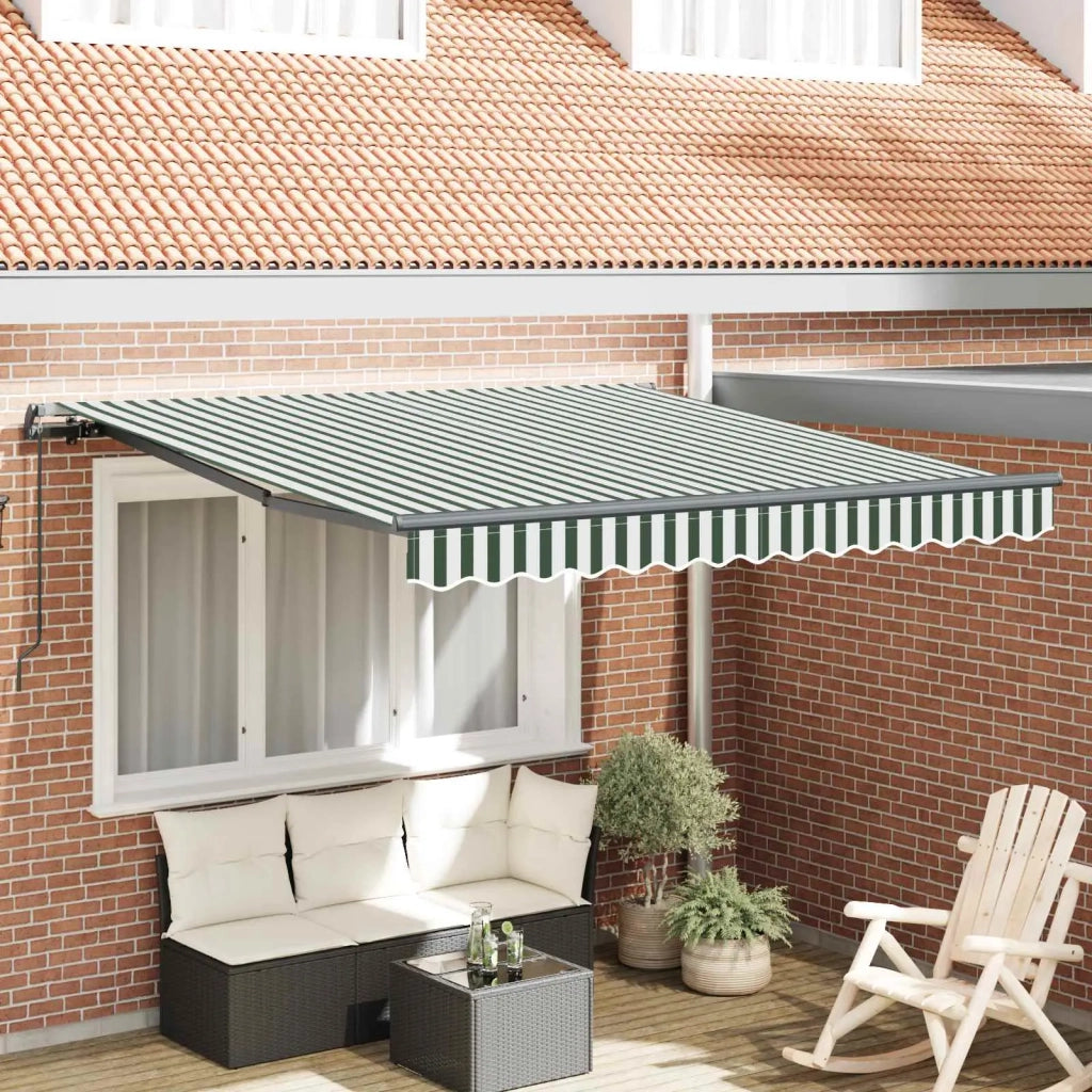 Tenda Retrattile Verde e Bianco 350 x 250 cm 3330469