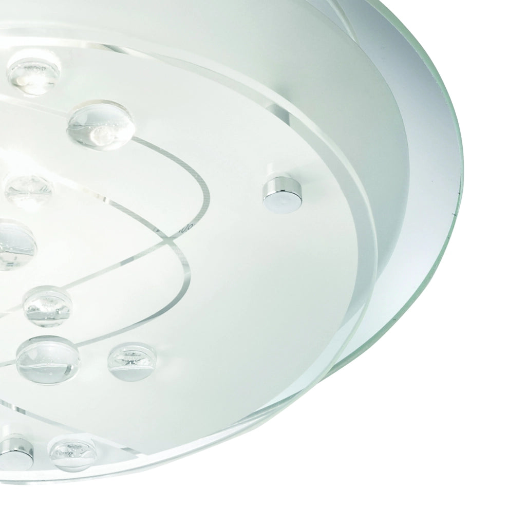 Plafoniera Contemporanea Baia Acciaio Bianco Vetro 1 Luce E27