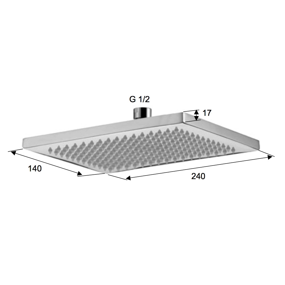 Soffione a pioggia rettangolare 24x14 cm