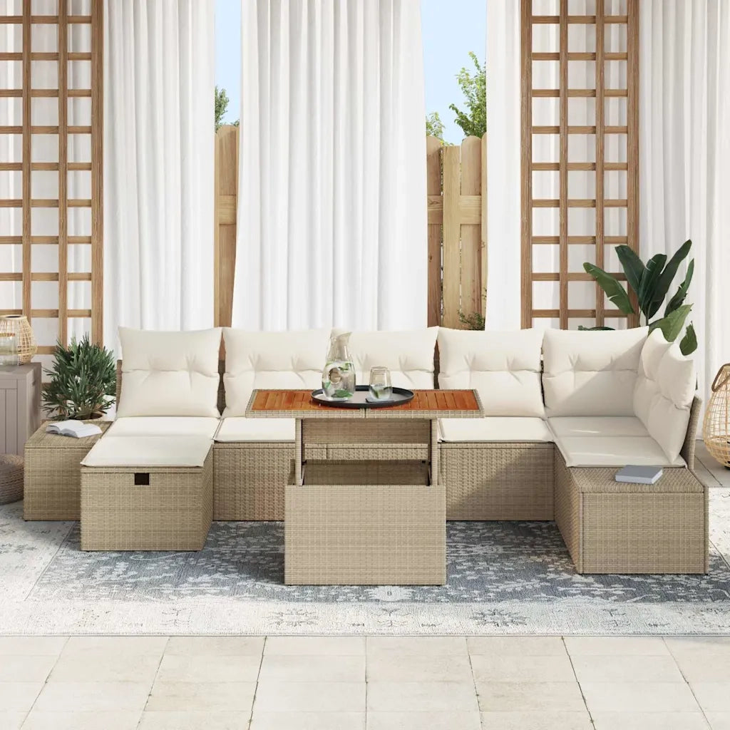 Set Divano da Giardino 8 pcs Beige polyrattan 3361393