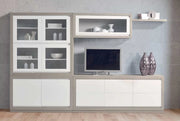 Parete attrezzata in frassino seta poro aperto  l.296 p.37 h.191,5 - Mobili 2G