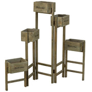 Supporto con 5 cesti in legno marrone 124x15x90,5h