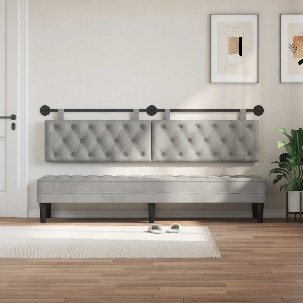 Testiera sospesa Con luce LED Grigio Chiaro Velluto