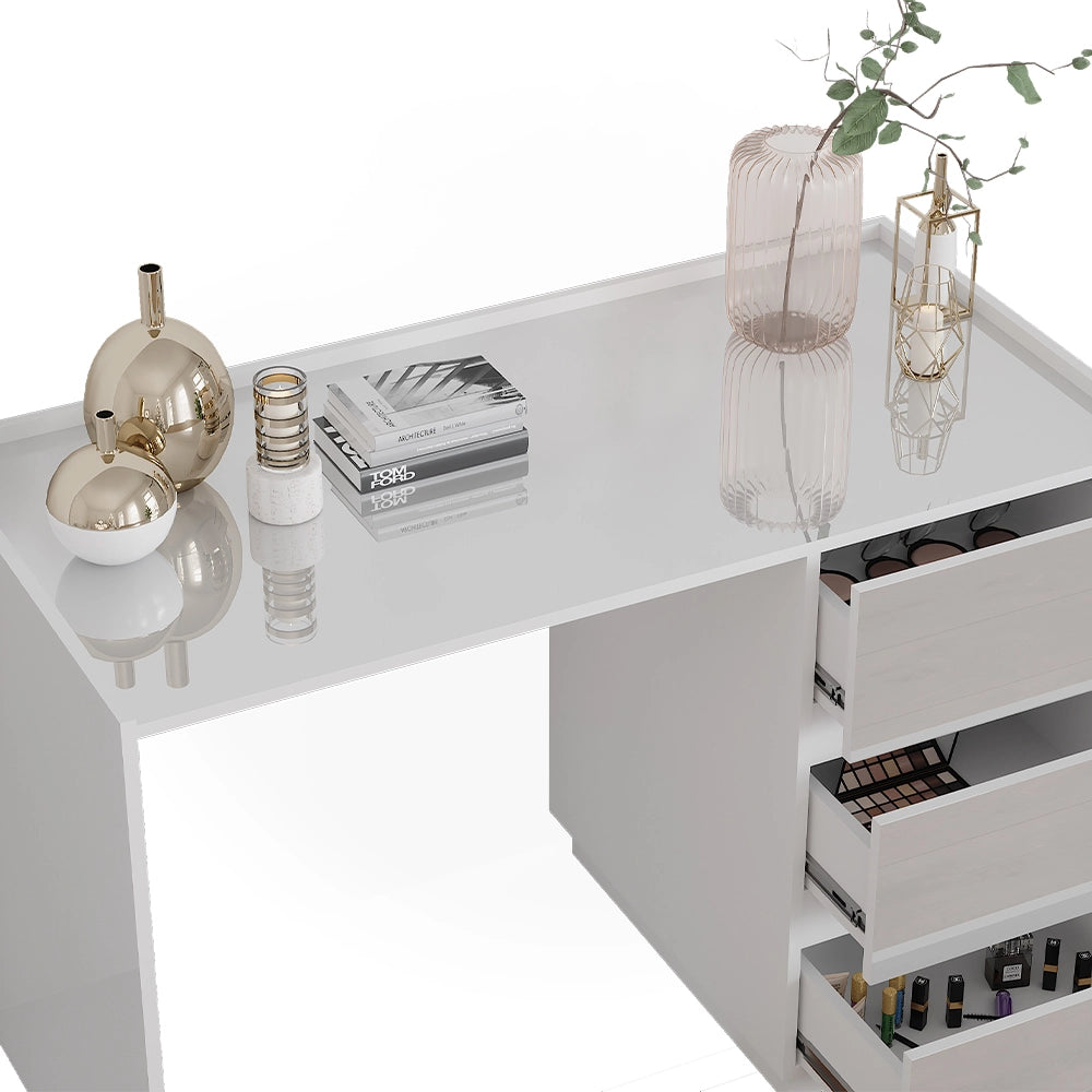 Vicco Tavolo da toilette Bianco lucido 120 cm con 3 cassetti
