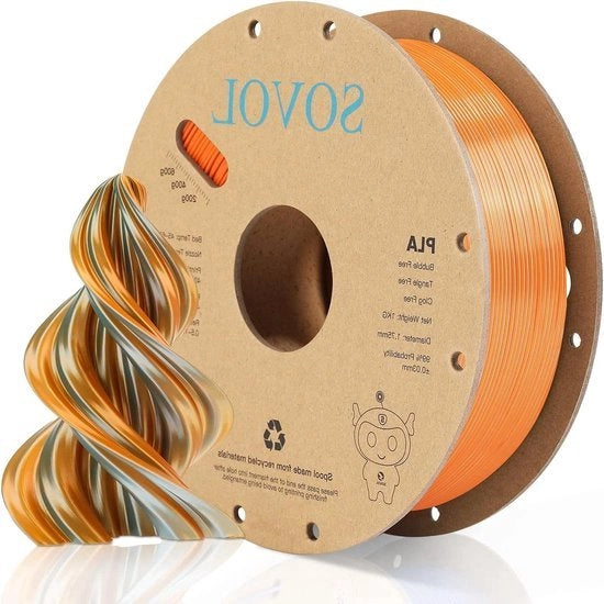Filamento per Stampante 3D a due tonalità, Arancione/Blu chiaro, 1,75mm, 1kg +/- 0,02mm