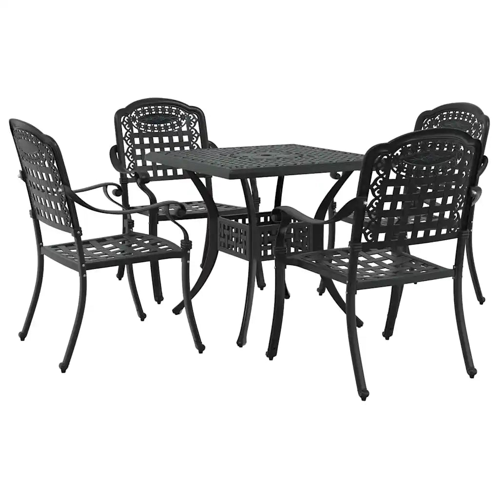Set di Tavolo da Giardino 5 pcs Nero Alluminio pressofuso 3334729