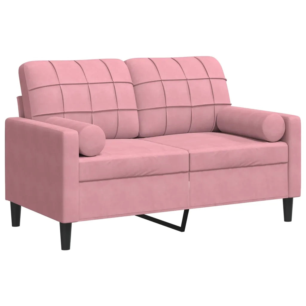 Divano a 2 Posti con Cuscini-Sofa 2 Posti con Cuscini Rosa 120 cm in Velluto 276451