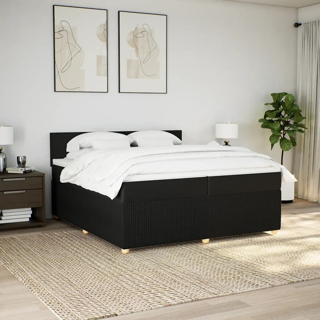 Giroletto a Molle con Materasso Nero 200x200 cm in Tessuto
