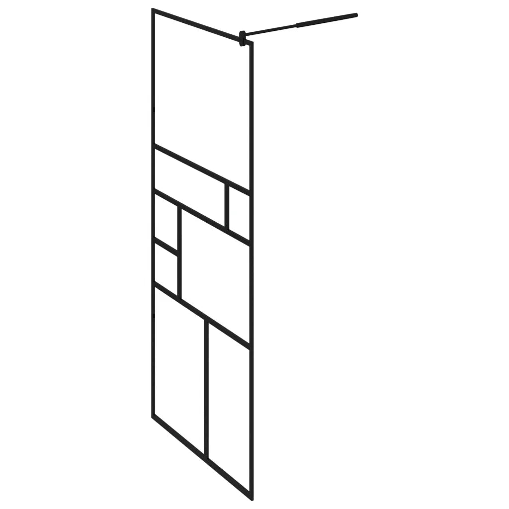 Parete Doccia Walk-in in Vetro Trasparente ESG Nera 80x195 cm 150752
