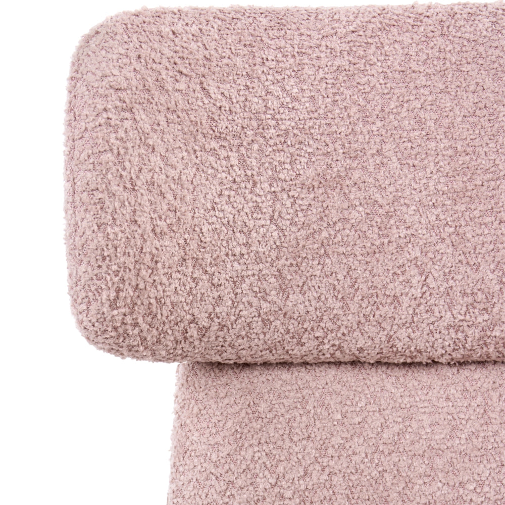 Sedia da ufficio in tessuto bouclé rosa pastello senza braccioli completamente girevole con regolazione dell'altezza del sedile
