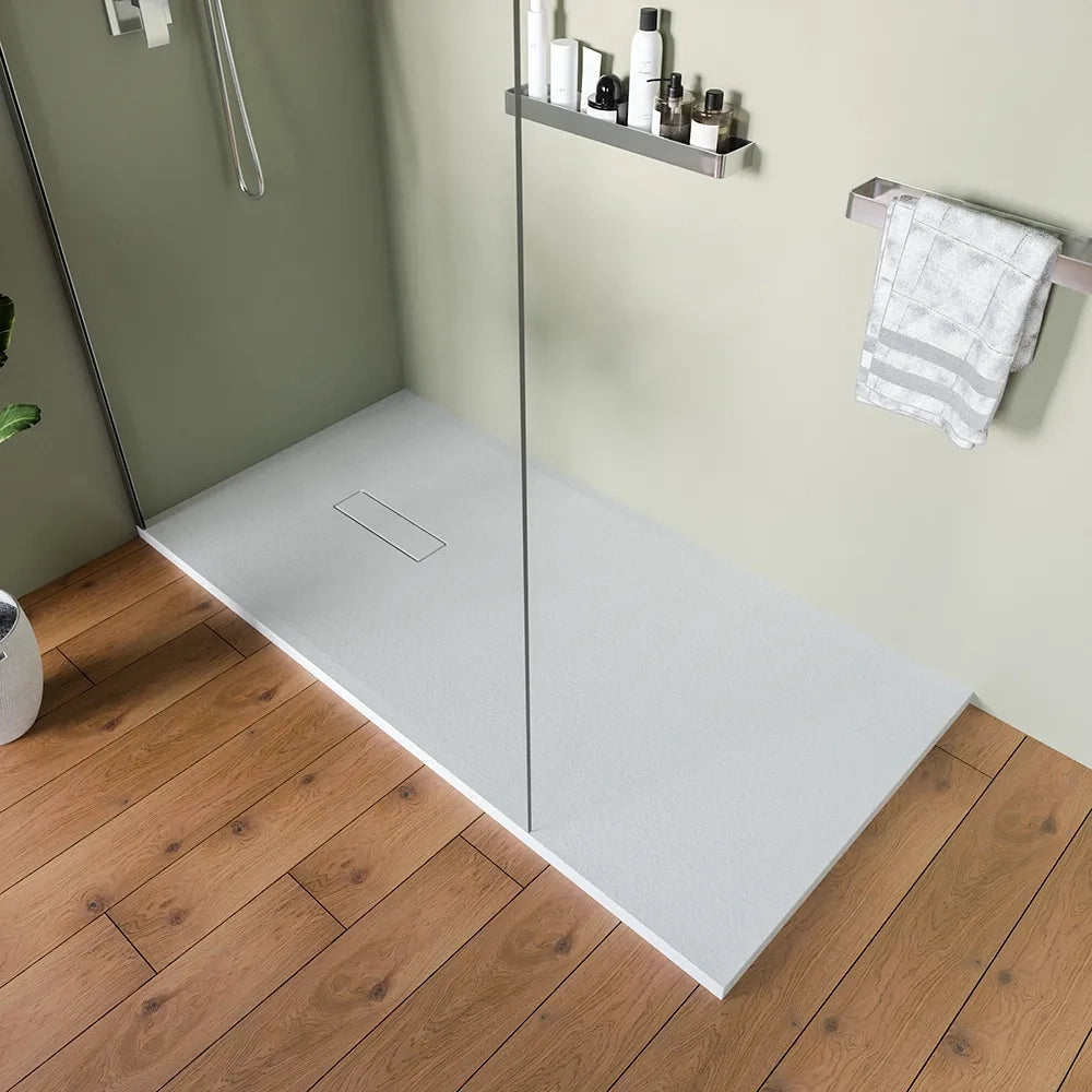 Piatto doccia 80x160 cm in marmoresina bianco effetto pietra | Merlera