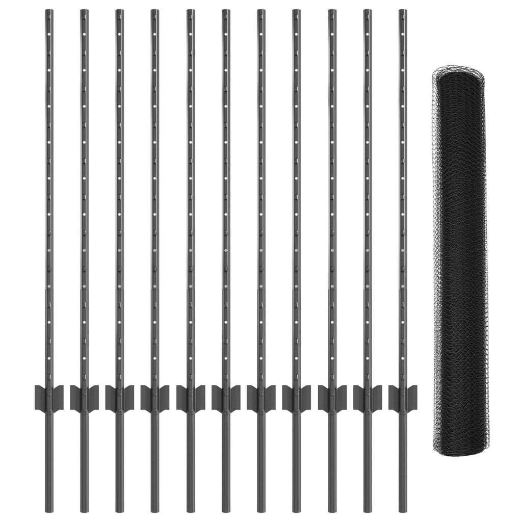 Set di Recinzione da Giardino in Acciaio Galvanizzato Set di 2 Grigio