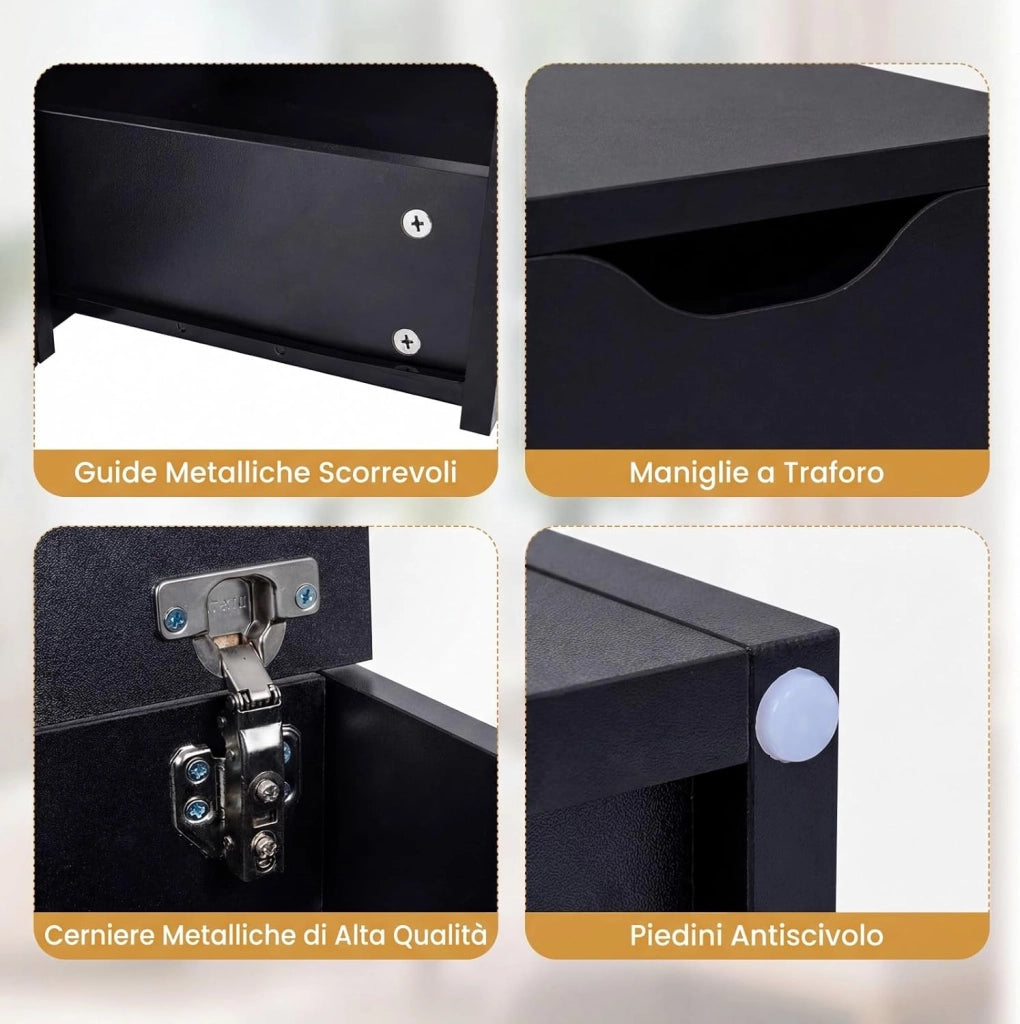 Tavolino con Piano Sollevabile e Pieghevole, Tavolino da Salotto 3 in 1 con 4 Sgabelli Contenitori, Scomparto Nascosto e Cassetto, Tavolo Rettangolare per 4-8 Persone (Nero)