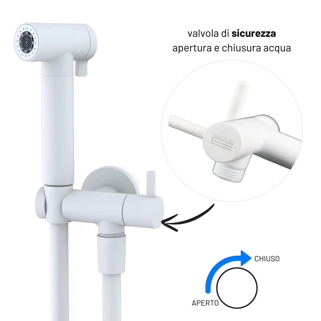 Idroscopino wc doccetta ottone portatile shutoff monogetto con leva ogomondo kit *** finitura- bianco opaco tondo, co...