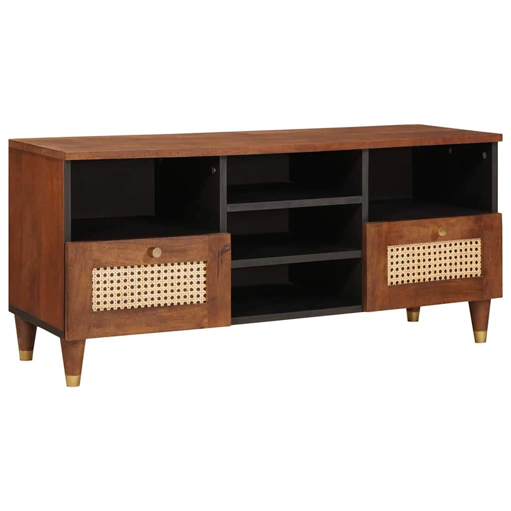 Mobile porta TV rettangolare moderno con pratico contenitore 100 x 33,5 x 46 cm in legno di mango marrone 02_0057904