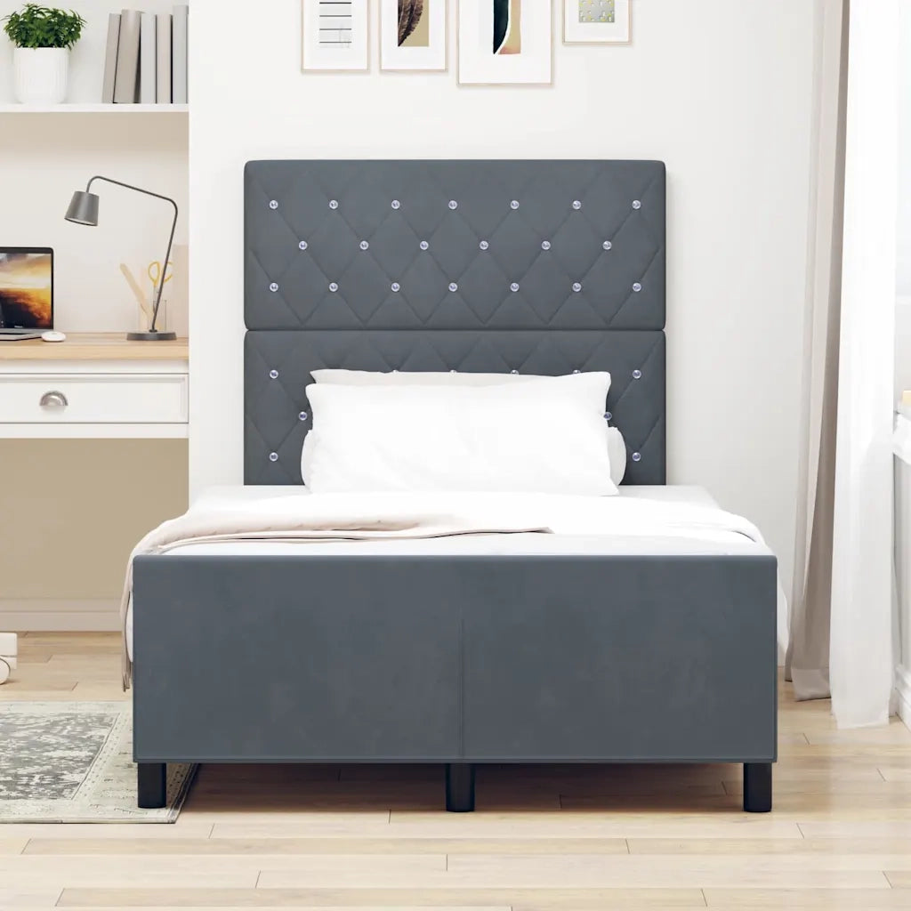 Letto a molle con testiera Grigio scuro 120 x 200 cm Velluto 3344868