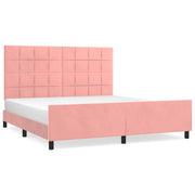 Letto matrimoniale | Letto per adulti | Giroletto con Testiera Rosa 160x200 cm in Velluto