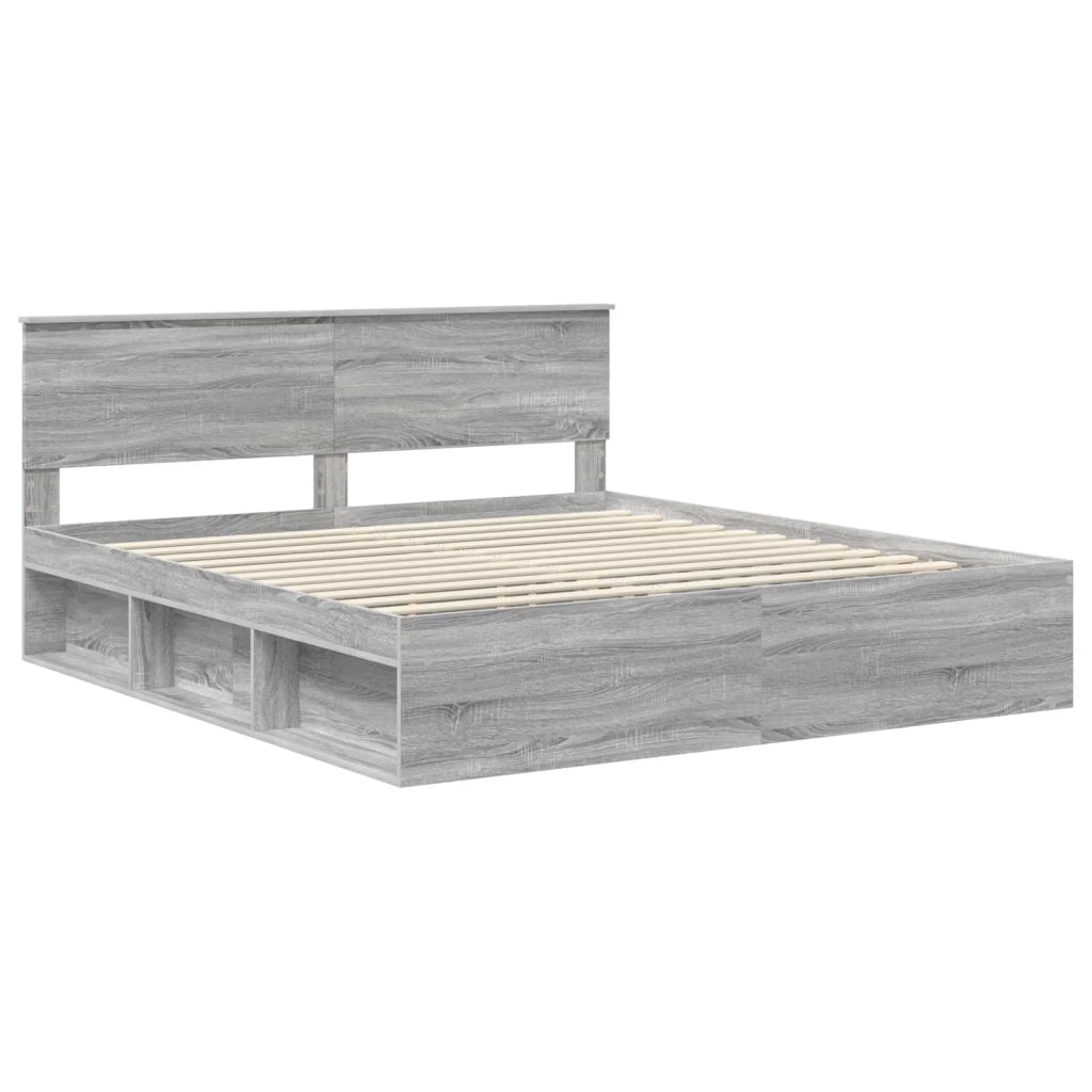 Struttura del letto con testiera Grigio Sonoma 200 x 200 cm 3407837
