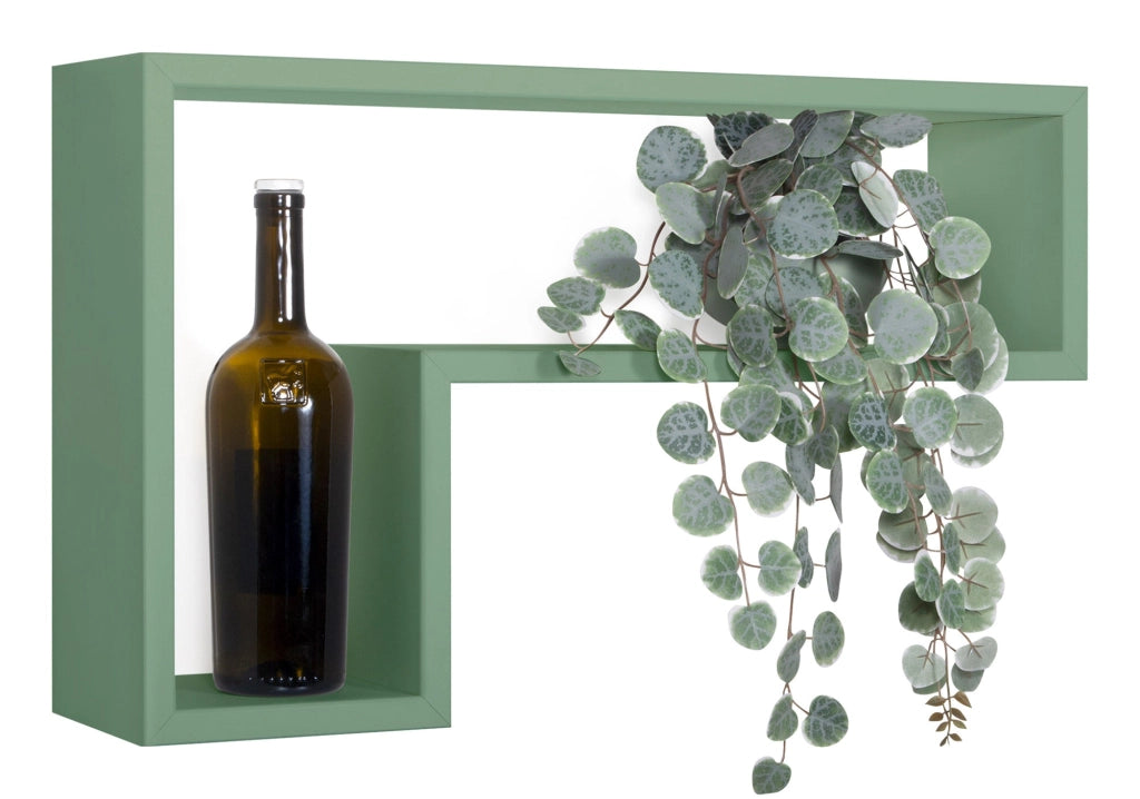 Mensola da Parete a Forma di L 61x37x15,5 cm in Fibra di Legno Lettera Verde Acqua Marina