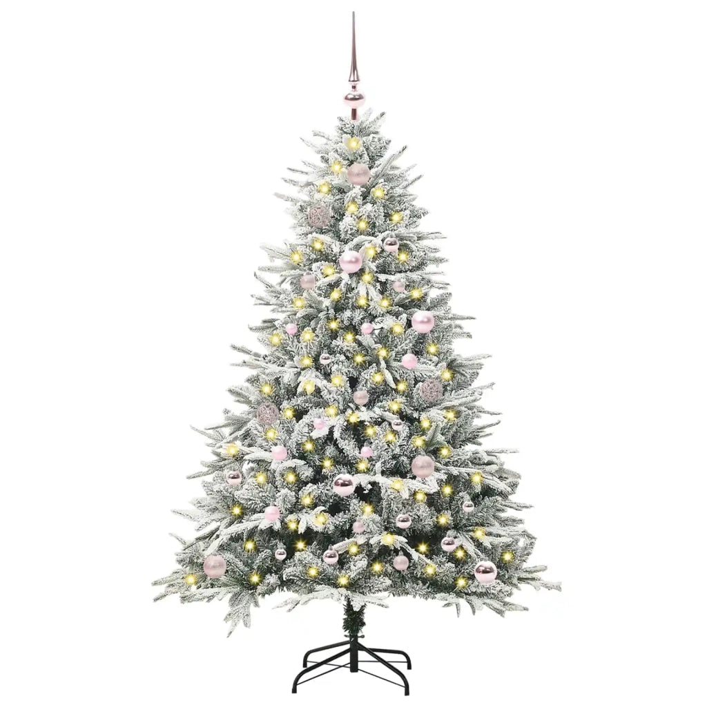 Albero di Natale Artificiale Pre-illuminato con Set di Palline