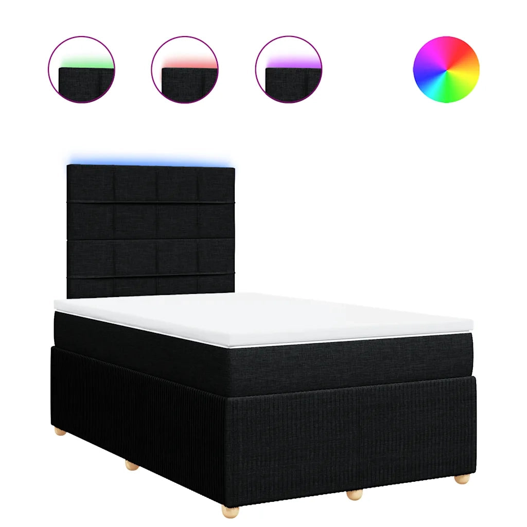 Giroletto a Molle con Materasso Nero 120x200 cm in Tessuto