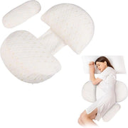 Cuscino per gravidanza a forma di U, cuscino laterale per neonati, cuscino di supporto per alimentazione, cuscino per corpo, cuscino di sostegno addome-rughe (bianco)