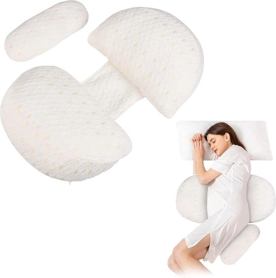 Cuscino per gravidanza a forma di U, cuscino laterale per neonati, cuscino di supporto per alimentazione, cuscino per corpo, cuscino di sostegno addome-rughe (bianco)