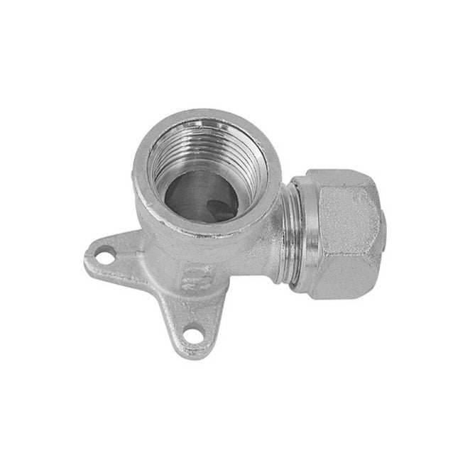 RACCORDO CURVO FEMMINA CON FLANGIA A 3 FORI TIEMME PER MULTISTRATO- 1/2 x 20- TIEMM- pezzi 5