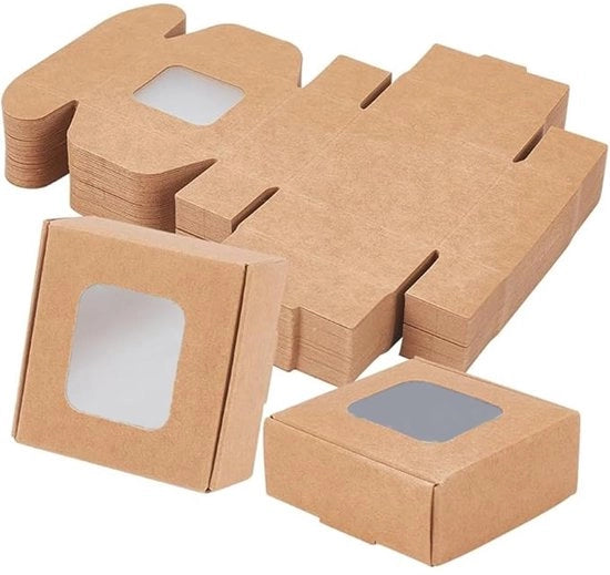 Cadeau in Carta Opaca 48 pezzi - Carta Opaca - Ripiegabile - Vetrino trasparente - Scatola di regalo - Scatola per dolci - 5,5 x 5,5 x 2,5 cm - Dozzina di imballaggio