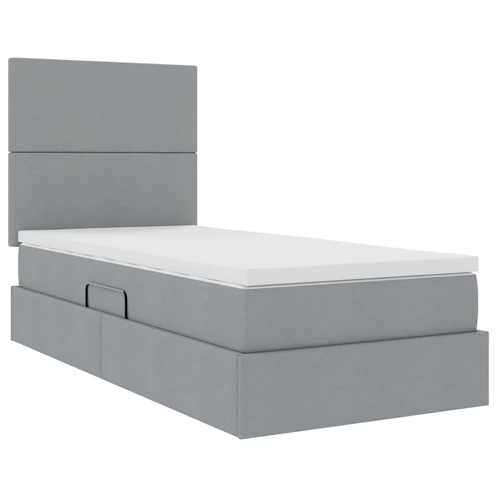 Letto con contenitore e LED con led Grigio chiaro 90 x 200 cm