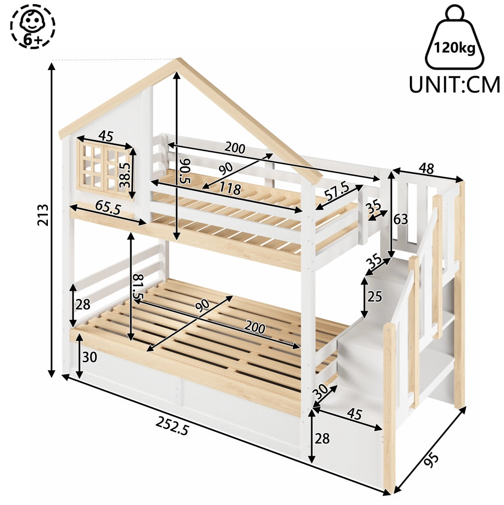 Letto a castello 90x200 cm con vano contenitore idraulico