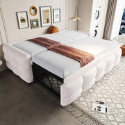 Letto imbottito estraibile 90/180x190 cm in Teddy beige con rete a doghe