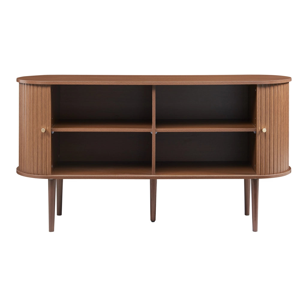 Mobile Contenitore Mapia con Ante Scorrevoli Credenza Bassa Madia 140x40x75 cm Effetto Noce [en.casa]