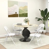 Set 4 Sedie Pieghevoli Imbottite con Schienale, Struttura in Acciaio, Bianco
