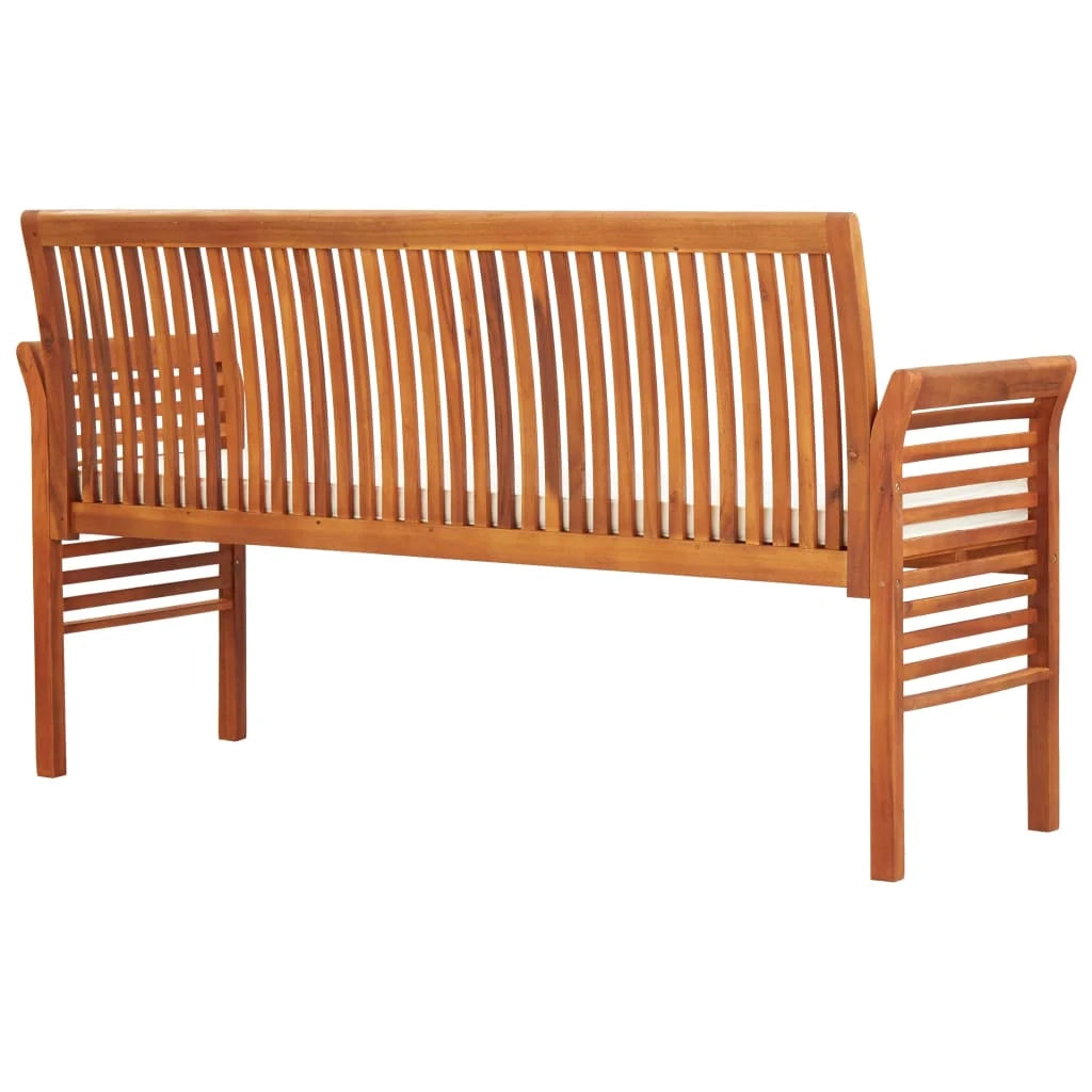 Panca da giardino mobili da esterno per patio panca da terrazza a 3 posti con cuscino 150 x 60 x 90 cm legno massello di acacia 02_0011315