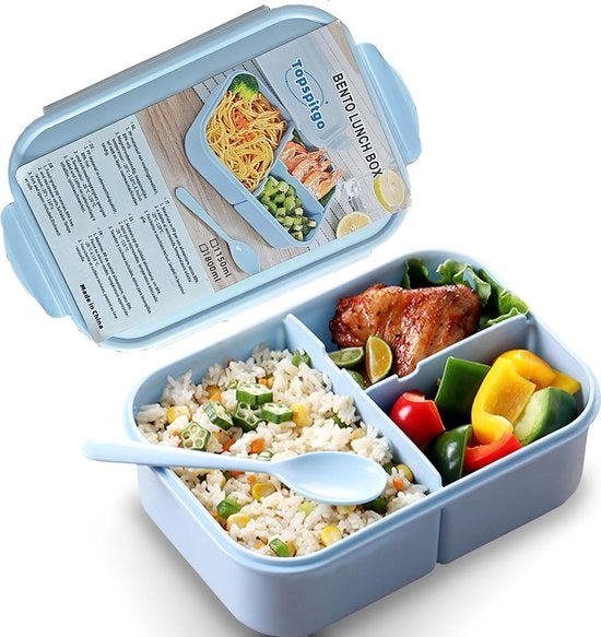 Lunchbox con compartimenti, adulto, contenitore per pane, bentobox, lunchbox, bentobox, resistente al magnetron, contenitore per colazione, contenitore per snack, per scuola e giardino