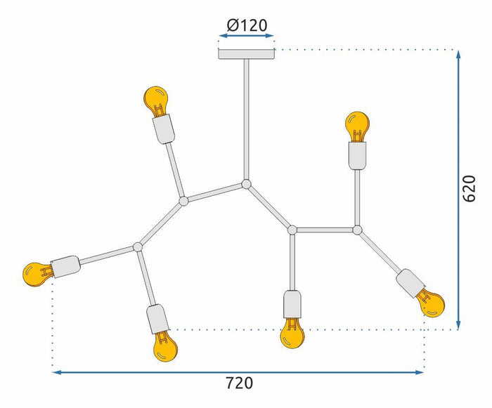 Lampada Da Soffitto Nera Metallo Loft APP737-6C Black
