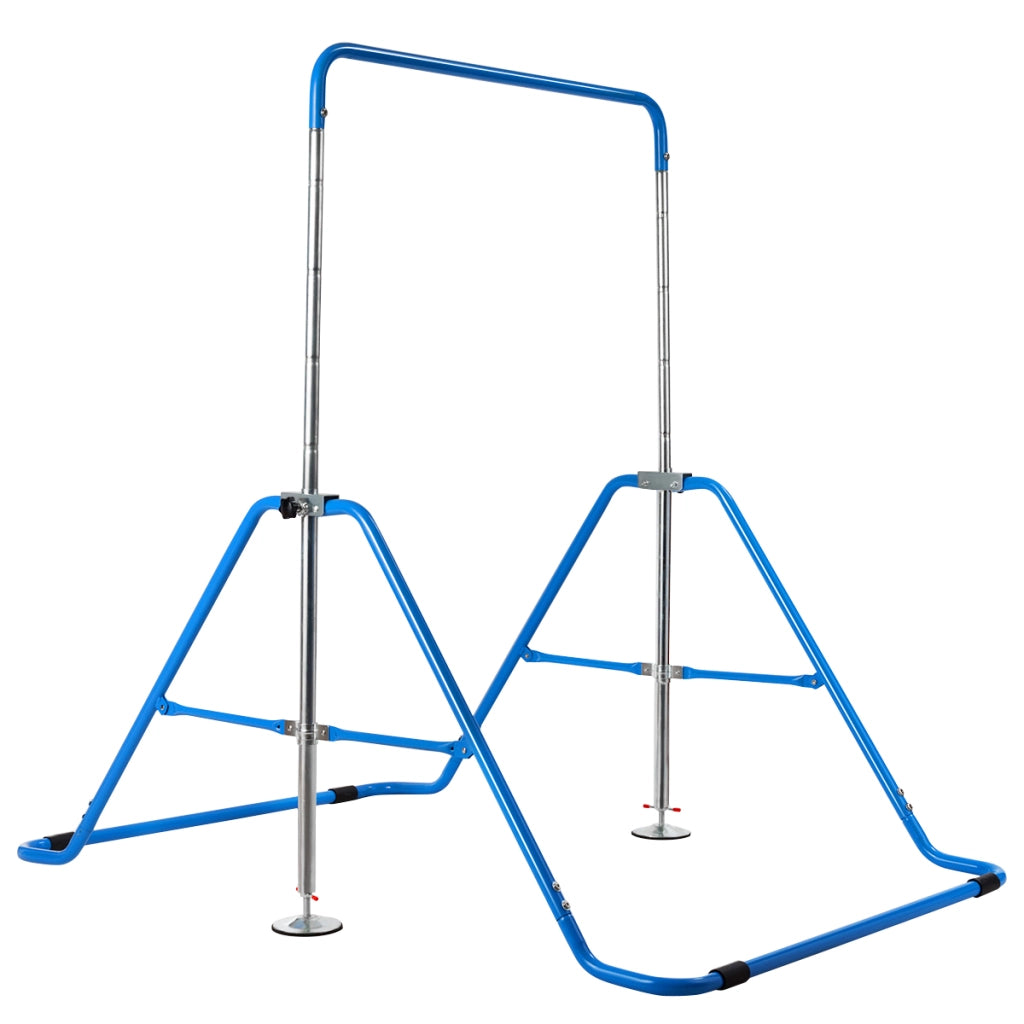 Barra palestra ginnastica espandibile per allenamento bambini ginnasti-Barra palestra pieghevole con struttura triangolare Blu