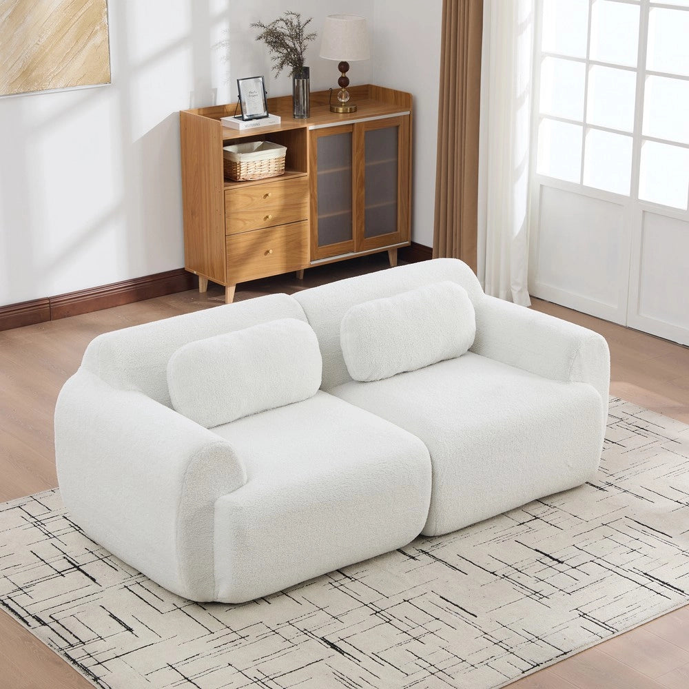 Divano Modulare in Tessuto Chenille ¨C MINIMAL ¨C Avorio, Morbido, Antiscivolo