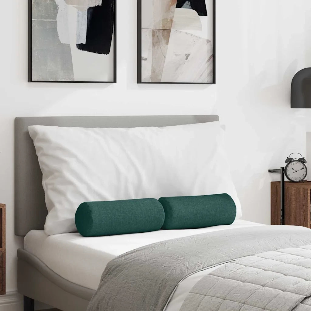 Cuscini a rullo 2 pz | Cuscini per sedie Verde Scuro ? 15 x 40 cm Tessuto