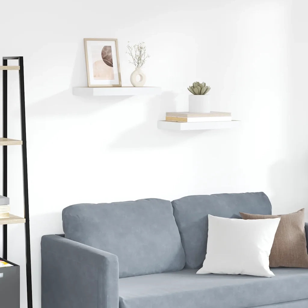 Scaffali a Parete 2 pz Rovere e Bianco 50x23x3,8 cm in MDF cod mxl 33446