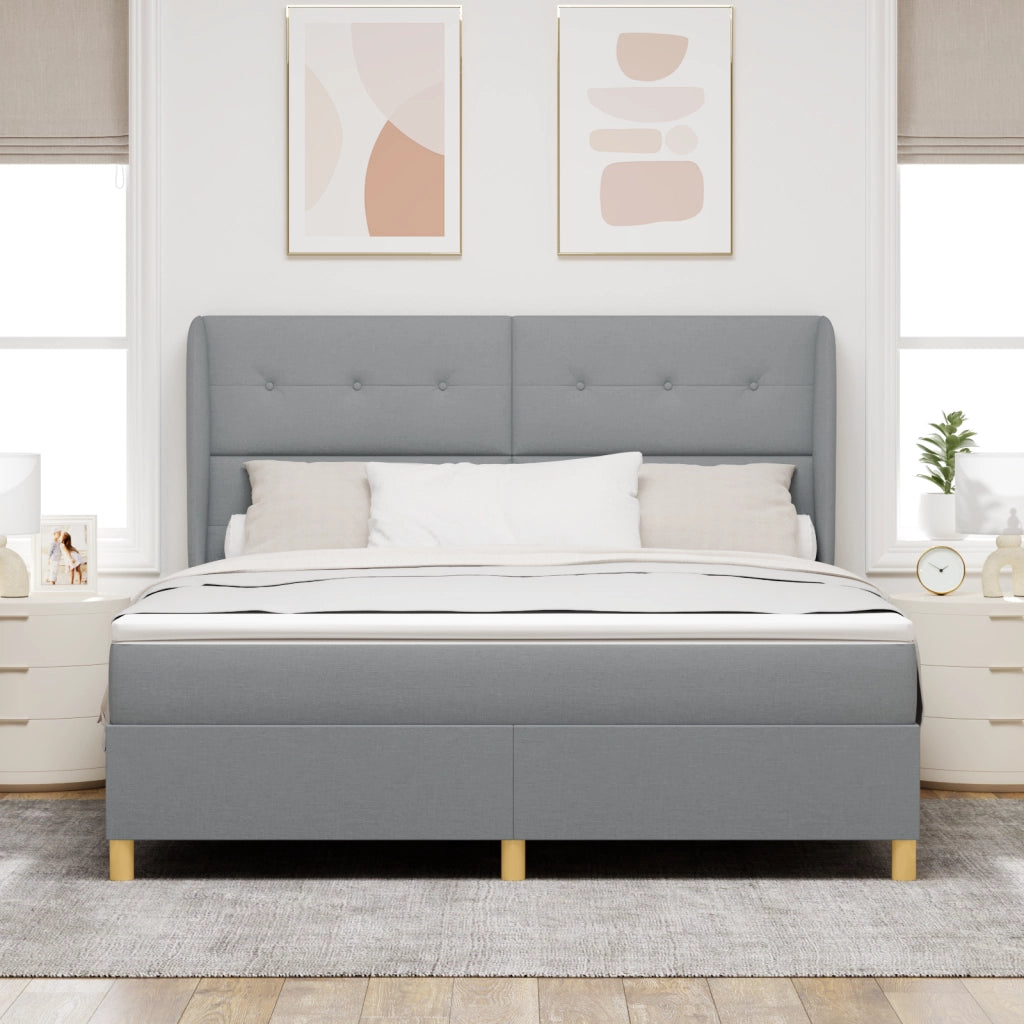 letto a molla  con materasso grigio chiaro 180x200 cm in tessuto