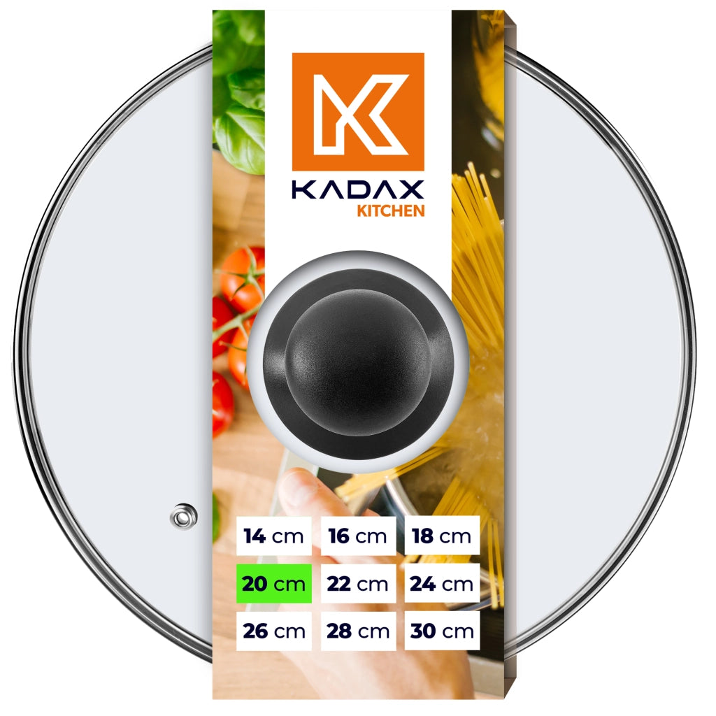 Coperchio in vetro KADAX da 20 cm, universale, resistente al calore, per pentole e padelle.