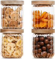 Contenitori in vetro con coperchio, 500 ml, 4 pezzi, stivabili e aereostatici, set di coperchi vuoti inclusi, disponibili, set di contenitori vetrati per uso domestico, grandi e piccoli.