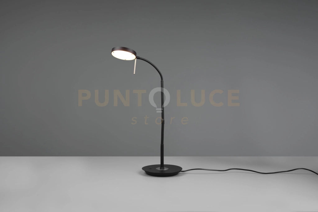 MONZA LAMPADA DA STUDIO LED 12W 1400lm, 2300+3000+4000K CON 2 SNODI FLESSIBILI NERO E CROMO DIMMERABILE H.57CM
