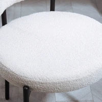 Set da 2 Sedie da Pranzo, Imbottitura in Fleece, Sedie con Sedile Imbottito, Gambe in Metallo, Bianco Crema