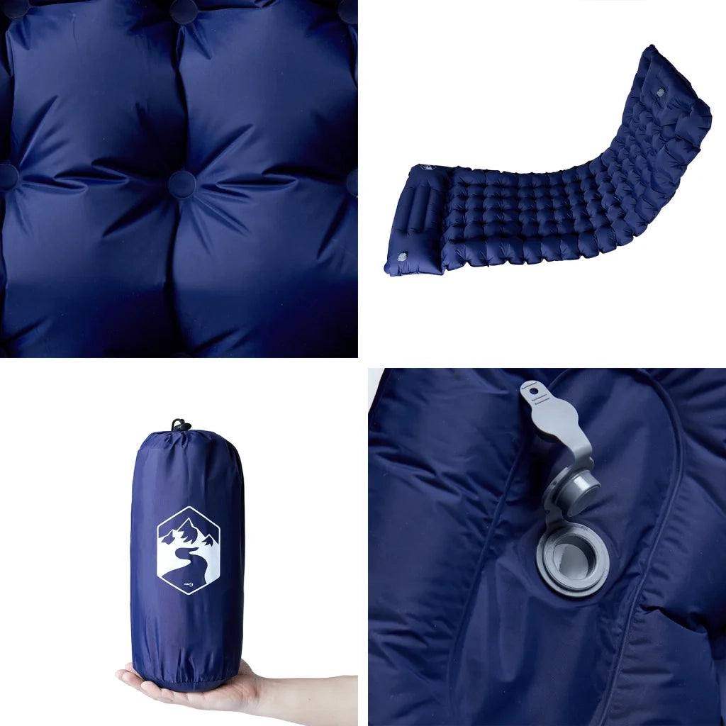 Materasso Campeggio Autogonfiabile Cuscini 1 Persona Blu Marino CFW9229520