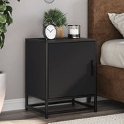 Comodini 2pz Neri 40x31x50 cm Legno Multistrato Metallo