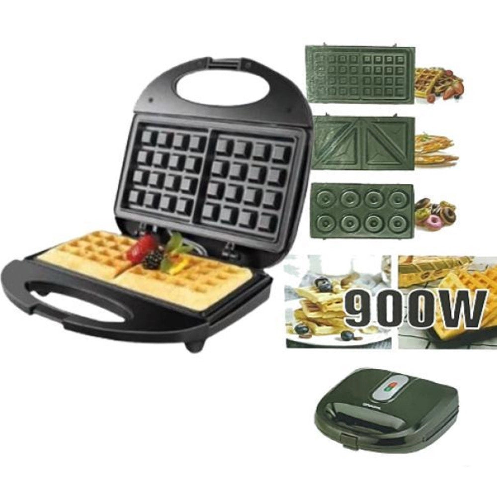Trade Shop - Piastra Per Waffle Colazione 900w Riscaldamento Rapido Con Piastre Intercambiabili Q-hb22 -